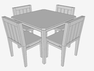 现代<em>方桌</em>桌椅组合SU模型下载_sketchup草图大师SKP模型