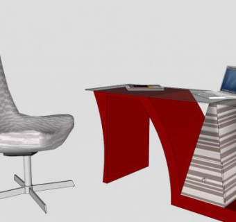 玻璃度漆木板桌椅组合SU模型下载_sketchup草图大师SKP模型