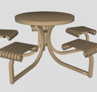 钢桌椅组合SU模型下载_sketchup草图大师SKP模型
