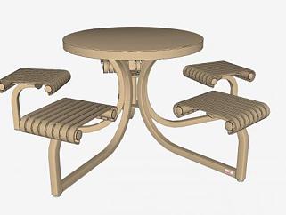 钢桌椅组合SU模型下载_sketchup草图大师SKP模型