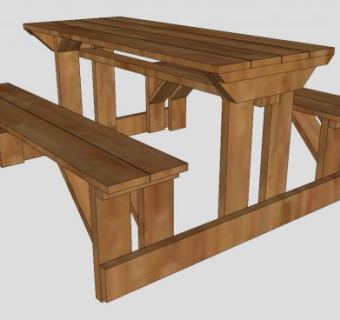 户外板式桌椅组合SU模型下载_sketchup草图大师SKP模型