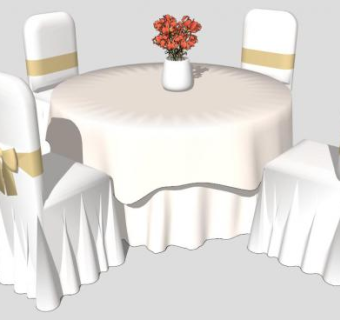 餐厅会议桌椅组合SU模型下载_sketchup草图大师SKP模型