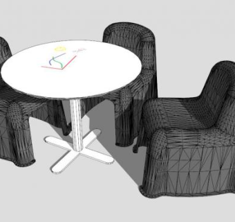 布艺休闲桌椅SU模型下载_sketchup草图大师SKP模型