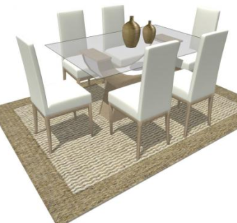 布艺桌椅组合SU模型下载_sketchup草图大师SKP模型