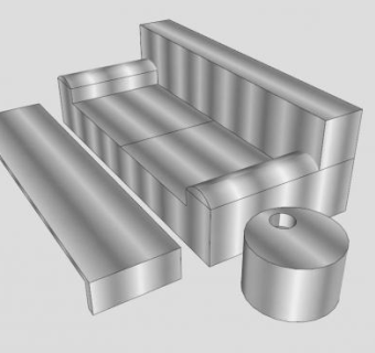 简易休闲布艺桌椅SU模型下载_sketchup草图大师SKP模型
