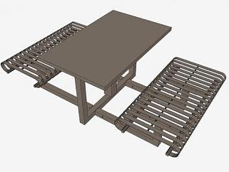 哈布斯堡便携式矩形桌椅SU模型下载_sketchup草图大师SKP模型