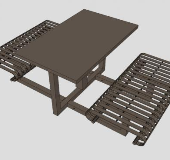 哈布斯堡便携式矩形桌椅SU模型下载_sketchup草图大师SKP模型