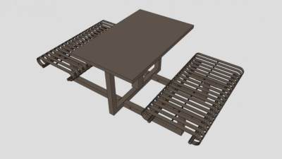 哈布斯堡便携式矩形桌椅SU模型下载_sketchup草图大师SKP模型