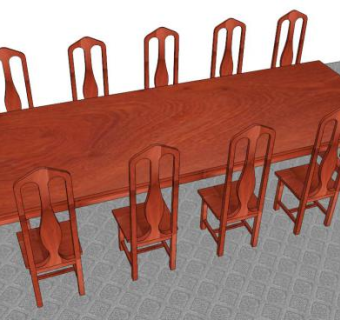 红木宴会桌椅SU模型下载_sketchup草图大师SKP模型