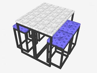 金属方形<em>桌椅</em>SU模型下载_sketchup草图大师SKP模型