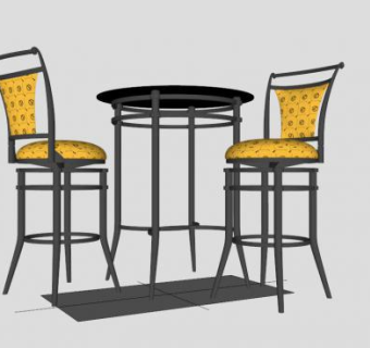 铁艺休闲桌椅SU模型下载_sketchup草图大师SKP模型