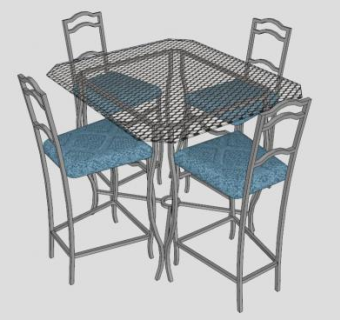 简欧玻璃器皿桌椅SU模型下载_sketchup草图大师SKP模型