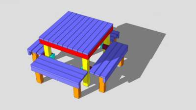 现代板条桌椅SU模型下载_sketchup草图大师SKP模型