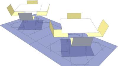 桌椅组合SU模型下载_sketchup草图大师SKP模型