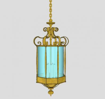 欧式青铜大厅吊灯SU模型下载_sketchup草图大师SKP模型