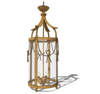 简欧尖扁罩花灯SU模型下载_sketchup草图大师SKP模型