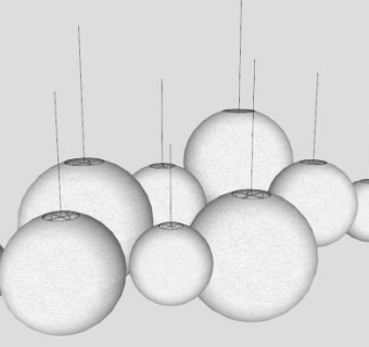 圆球吊灯云灯SU模型下载_sketchup草图大师SKP模型