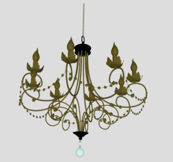 经典欧式黄金吊灯SU模型下载_sketchup草图大师SKP模型