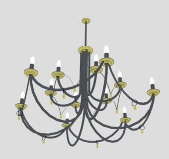 欧式铜顶灯SU模型下载_sketchup草图大师SKP模型