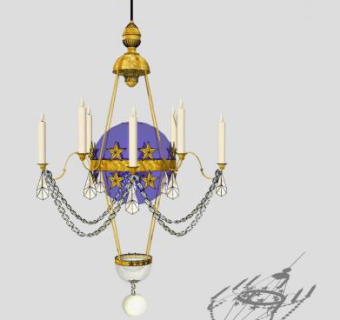 俄罗斯钴玻璃水晶吊灯SU模型下载_sketchup草图大师SKP模型
