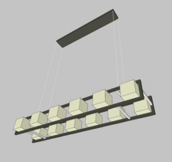现代长款金属吊灯SU模型下载_sketchup草图大师SKP模型