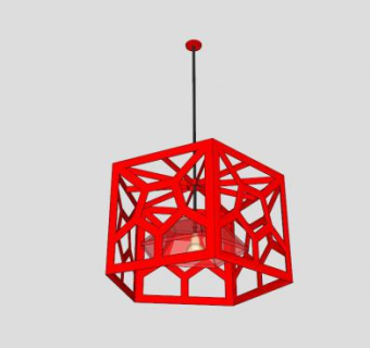 红色塑料吊灯SU模型下载_sketchup草图大师SKP模型