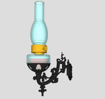 油灯墙壁烛台SU模型下载_sketchup草图大师SKP模型