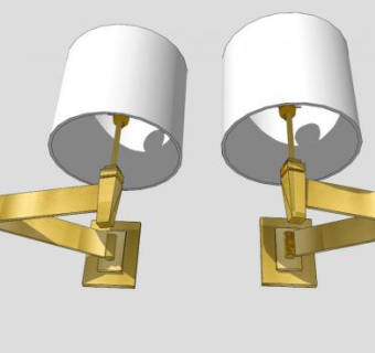 现代卧室黄铜壁灯SU模型下载_sketchup草图大师SKP模型