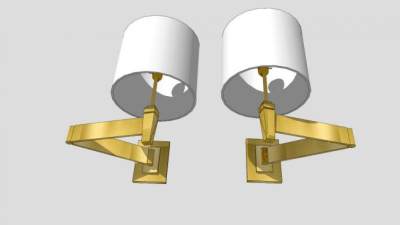 现代卧室黄铜壁灯SU模型下载_sketchup草图大师SKP模型