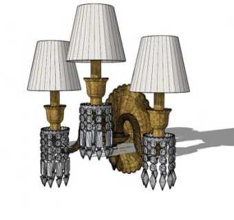 豪华欧式水晶吊坠壁灯SU模型下载_sketchup草图大师SKP模型