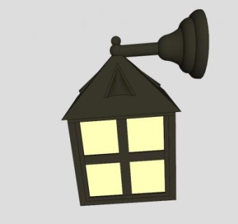 田园铜灯画廊壁灯SU模型下载_sketchup草图大师SKP模型