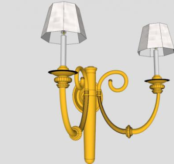 欧式双头床头灯SU模型下载_sketchup草图大师SKP模型