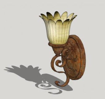 金属玉兰罩花灯SU模型下载_sketchup草图大师SKP模型