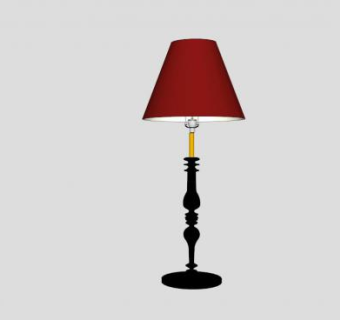 现代欧式红色台灯SU模型下载_sketchup草图大师SKP模型