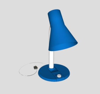 现代蓝色写字台灯SU模型下载_sketchup草图大师SKP模型