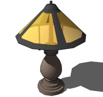 仿古彩色玻璃台灯SU模型下载_sketchup草图大师SKP模型