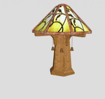 现代实木工艺台灯SU模型下载_sketchup草图大师SKP模型
