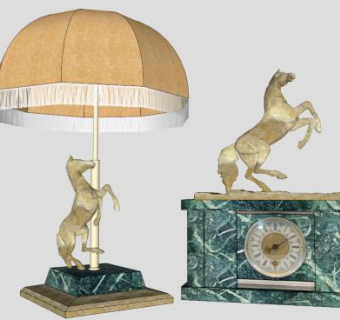 奢华卧室台灯钟桌SU模型下载_sketchup草图大师SKP模型