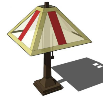 彩色方角玻璃台灯SU模型下载_sketchup草图大师SKP模型