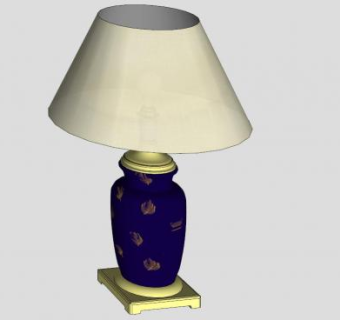 卧室镀黄铜金属台灯SU模型下载_sketchup草图大师SKP模型