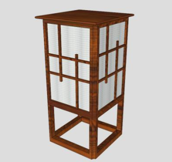 日式实木落地灯SU模型下载_sketchup草图大师SKP模型