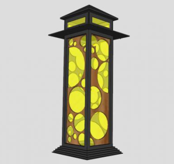 中式装饰性落地灯SU模型下载_sketchup草图大师SKP模型