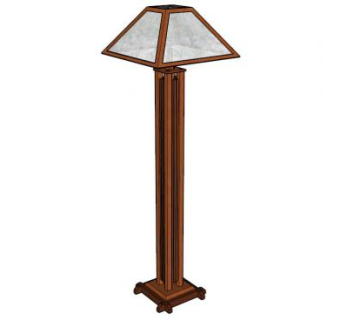 实木工艺落地灯SU模型下载_sketchup草图大师SKP模型