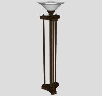 传统青铜面漆落地灯SU模型下载_sketchup草图大师SKP模型