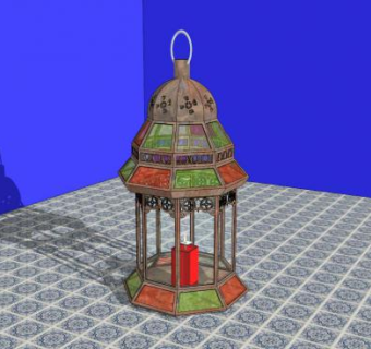 中式复古烛台灯SU模型下载_sketchup草图大师SKP模型