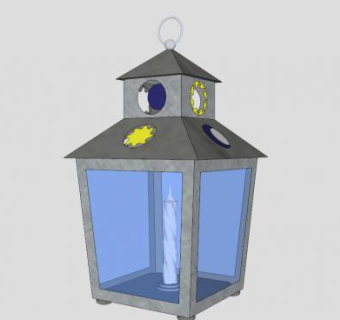 金属仿古烛台灯SU模型下载_sketchup草图大师SKP模型