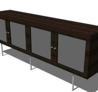 宜家棕褐色边柜SU模型下载_sketchup草图大师SKP模型