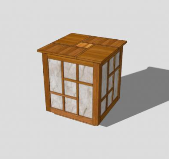 日式木质落地灯SU模型下载_sketchup草图大师SKP模型