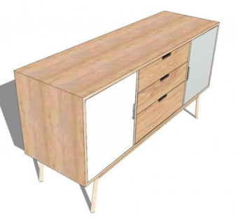 木制复古餐具柜SU模型下载_sketchup草图大师SKP模型