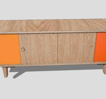 橡木餐具柜存储SU模型下载_sketchup草图大师SKP模型